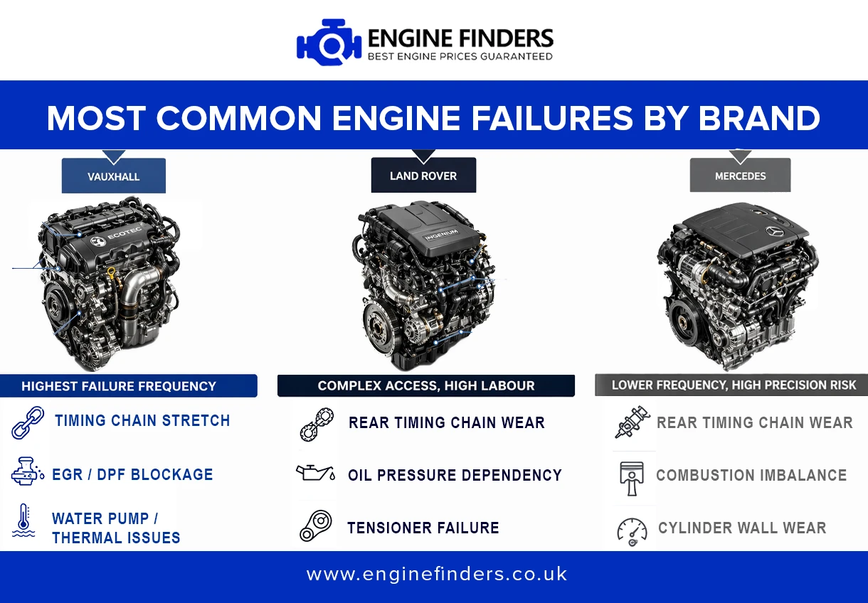Common engine failures by brand UK 2025
