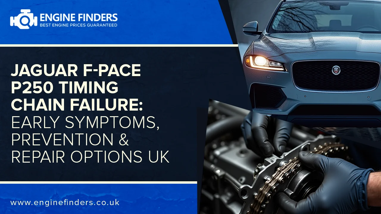 Jaguar F-Pace P250 timing chain failure symptoms repair UK Engine Finders.