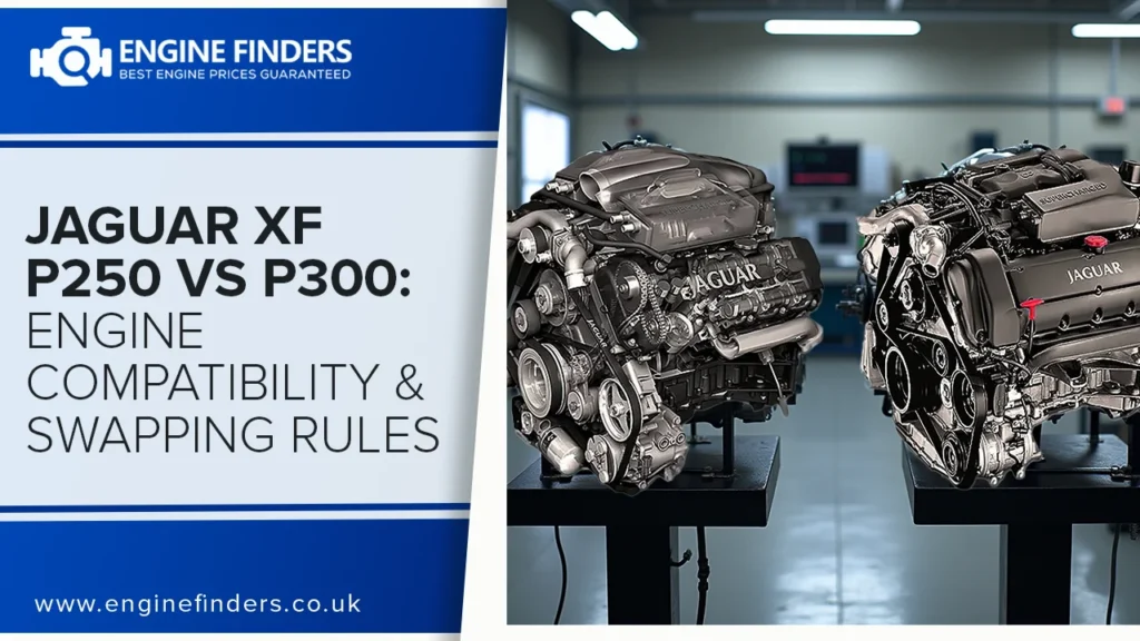 Jaguar XF P250 vs P300 engine compatibility: Two engines compared for swapping rules and specifications.