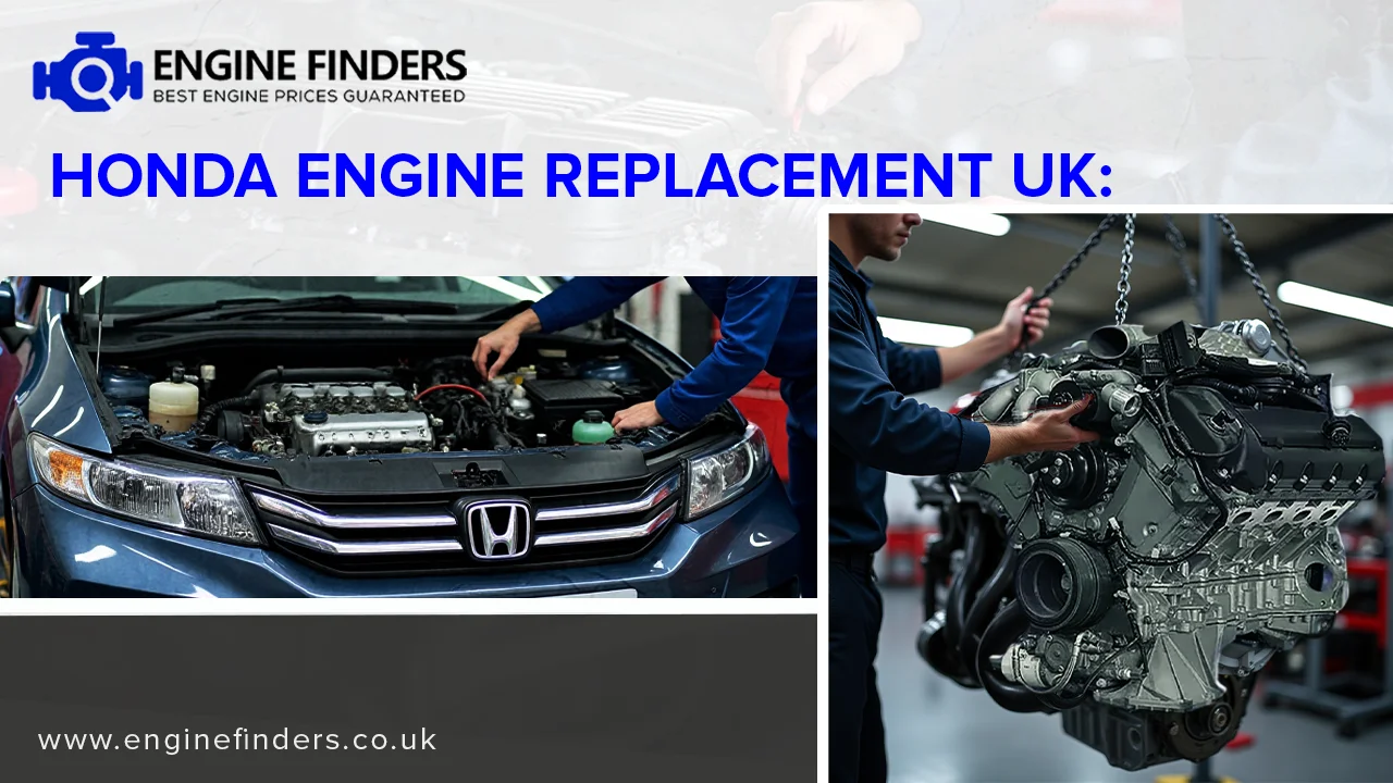 Honda engine replacement specialists UK | Engine Finders mechanics installing engine