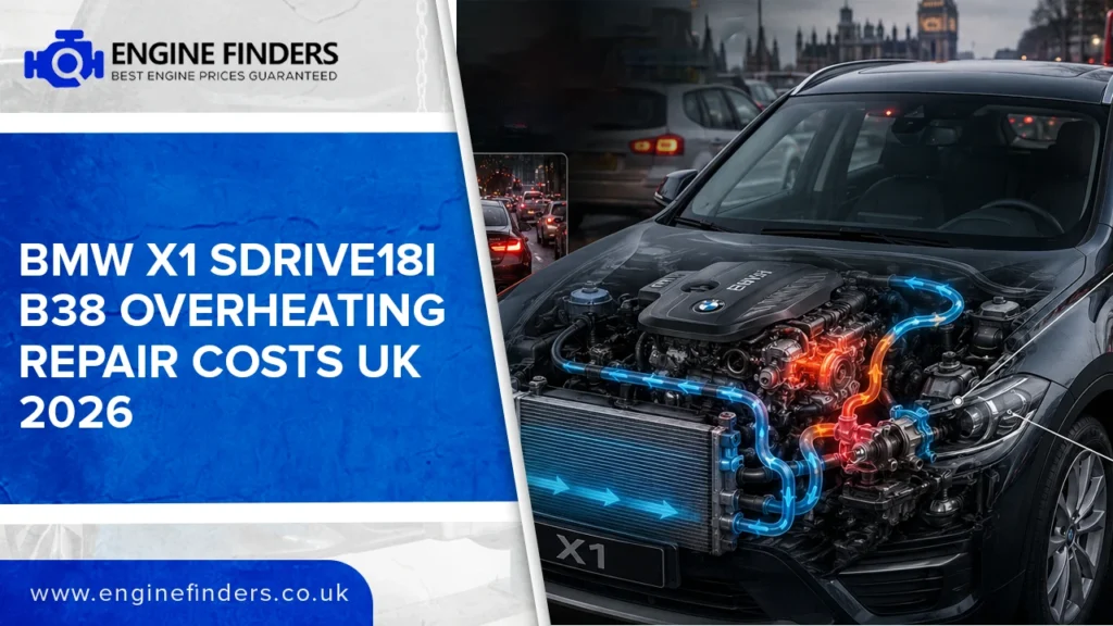 BMW X1 sDrive18i B38 engine cooling system with overheating repair cost visualization - UK 2026 guide